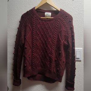 Women's S oversized burgundy knitted sweater